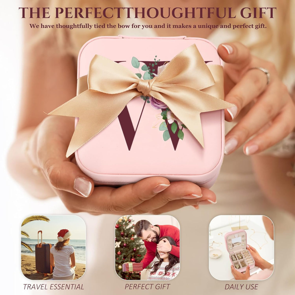 Travel Jewelry Case Small Jewelry Box Jewelry Organizer Storage Case Portable PU Leather Mini Jewelry Travel Case for Girls Womens Earring, Necklace, Rings,Bracelets