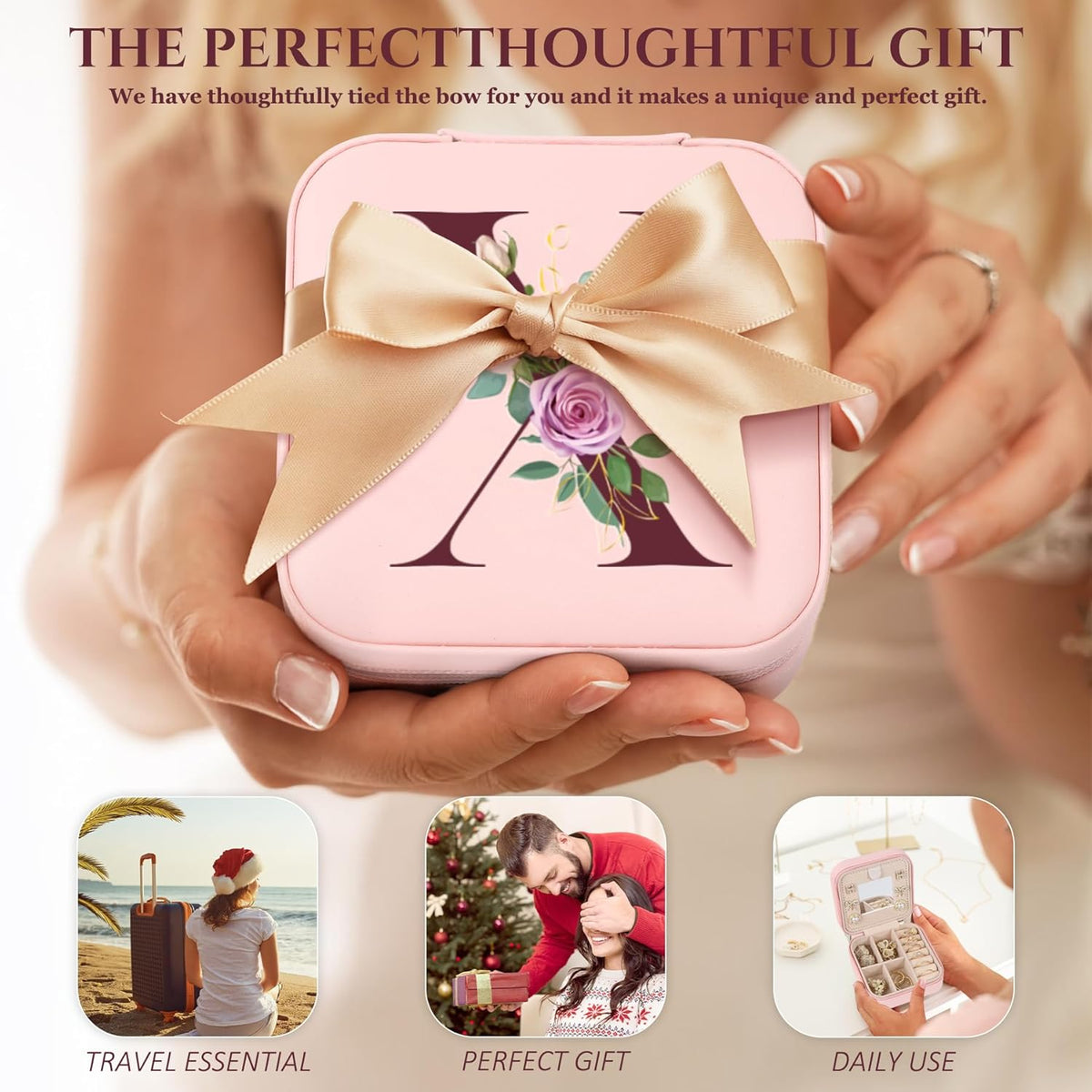 Travel Jewelry Case Small Jewelry Box Jewelry Organizer Storage Case Portable PU Leather Mini Jewelry Travel Case for Girls Womens Earring, Necklace, Rings,Bracelets