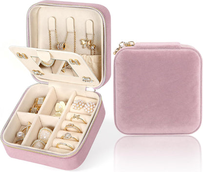 Travel Jewelry Case Small Jewelry Box Jewelry Organizer Storage Case Portable PU Leather Mini Jewelry Travel Case for Girls Womens Earring, Necklace, Rings,Bracelets