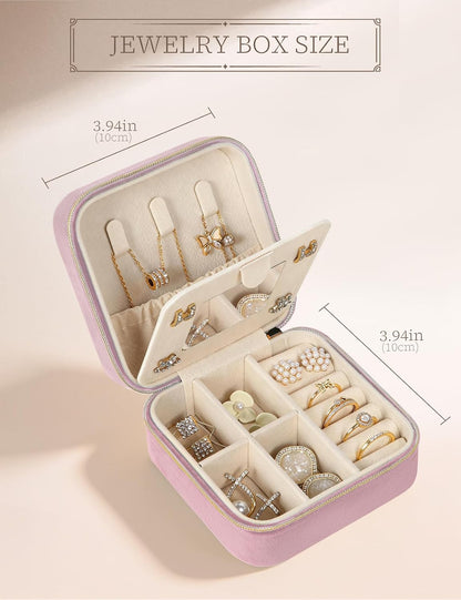 Travel Jewelry Case Small Jewelry Box Jewelry Organizer Storage Case Portable PU Leather Mini Jewelry Travel Case for Girls Womens Earring, Necklace, Rings,Bracelets