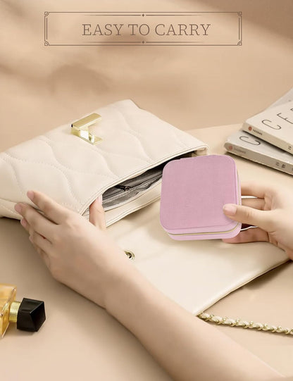 Travel Jewelry Case Small Jewelry Box Jewelry Organizer Storage Case Portable PU Leather Mini Jewelry Travel Case for Girls Womens Earring, Necklace, Rings,Bracelets