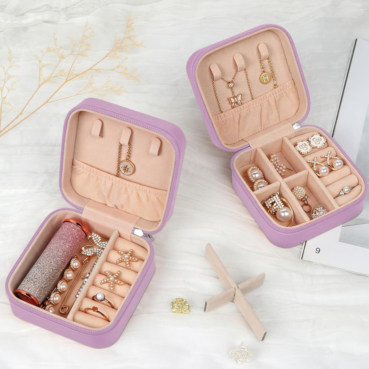 Travel Jewelry Case Small Jewelry Box Jewelry Organizer Storage Case Portable PU Leather Mini Jewelry Travel Case for Girls Womens Earring, Necklace, Rings,Bracelets