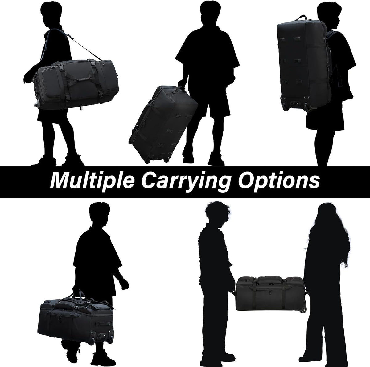 Rolling Duffle Bag with Wheels, 90L 32-inch Large Foldable Travel Duffel Bags Durable Tear-resistant Heavy-duty Luggage Bag (Black)