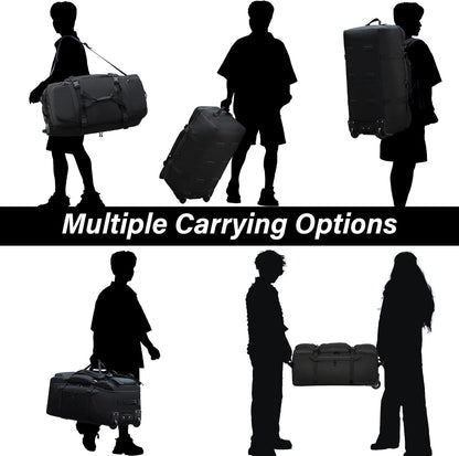 Rolling Duffle Bag with Wheels, 90L 32-inch Large Foldable Travel Duffel Bags Durable Tear-resistant Heavy-duty Luggage Bag (Black)