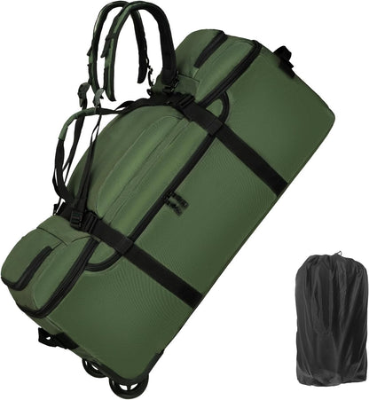 Rolling Duffle Bag with Wheels, 90L 32-inch Large Foldable Travel Duffel Bags Durable Tear-resistant Heavy-duty Luggage Bag (Black)