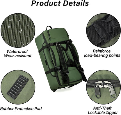 Rolling Duffle Bag with Wheels, 90L 32-inch Large Foldable Travel Duffel Bags Durable Tear-resistant Heavy-duty Luggage Bag (Black)