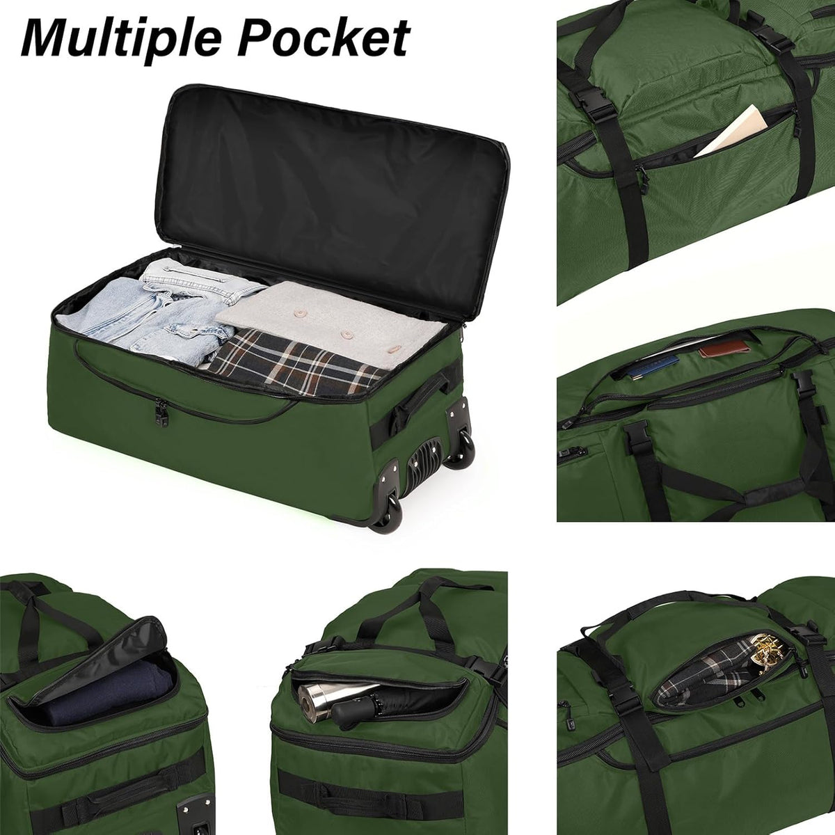 Rolling Duffle Bag with Wheels, 90L 32-inch Large Foldable Travel Duffel Bags Durable Tear-resistant Heavy-duty Luggage Bag (Black)