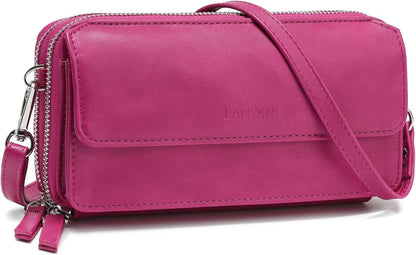 Lanyani RFID Crossbody Wallet Wristlet Purse with Phone Pocket For Women Vegan Leather - Colors B