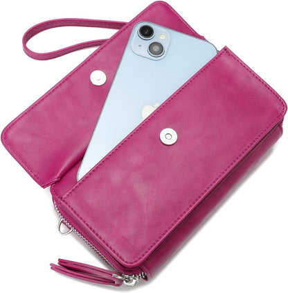 Lanyani RFID Crossbody Wallet Wristlet Purse with Phone Pocket For Women Vegan Leather - Colors B