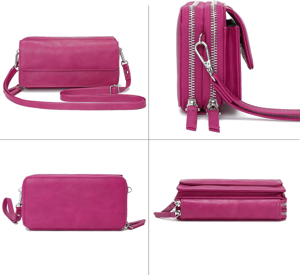 Lanyani RFID Crossbody Wallet Wristlet Purse with Phone Pocket For Women Vegan Leather - Colors B