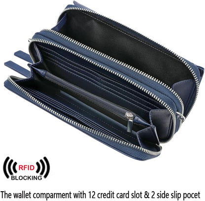 Lanyani RFID Crossbody Wallet Wristlet Purse with Phone Pocket For Women Vegan Leather - Colors B