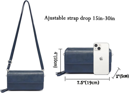 Lanyani RFID Crossbody Wallet Wristlet Purse with Phone Pocket For Women Vegan Leather - Colors B