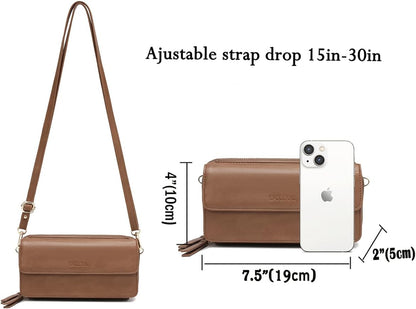 Lanyani RFID Crossbody Wallet Wristlet Purse with Phone Pocket For Women Vegan Leather - Colors B