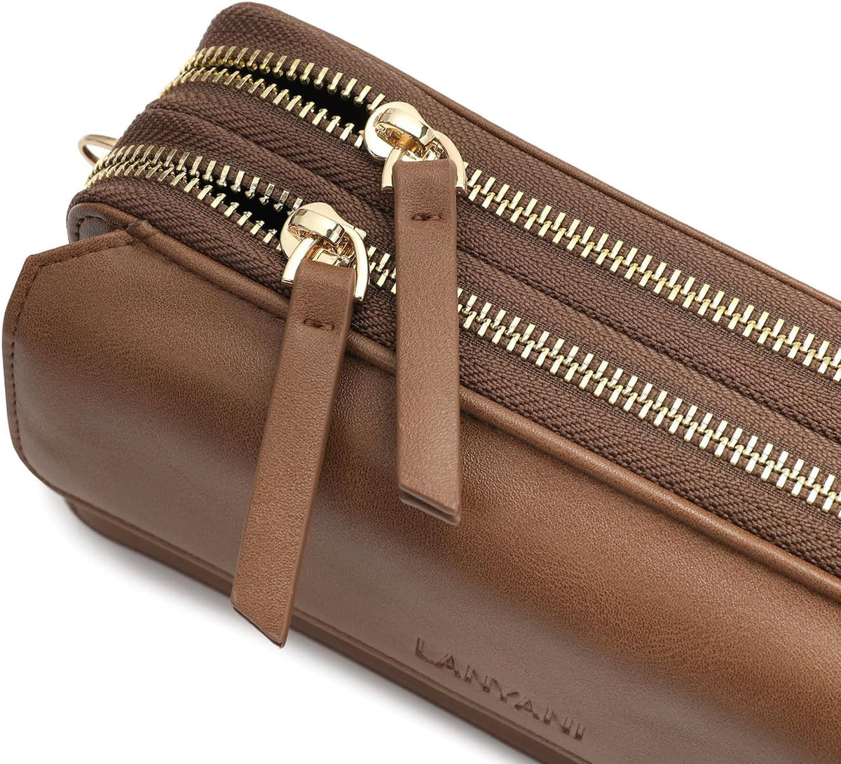 Lanyani RFID Crossbody Wallet Wristlet Purse with Phone Pocket For Women Vegan Leather - Colors B