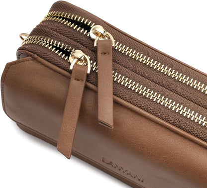 Lanyani RFID Crossbody Wallet Wristlet Purse with Phone Pocket For Women Vegan Leather - Colors B