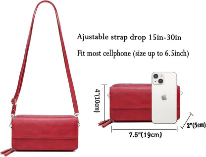 Lanyani RFID Crossbody Wallet Wristlet Purse with Phone Pocket For Women Vegan Leather - Colors B