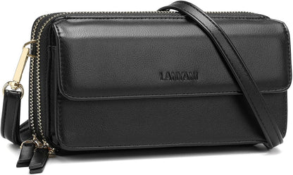 Lanyani RFID Crossbody Wallet Wristlet Purse with Phone Pocket For Women Vegan Leather - Colors B