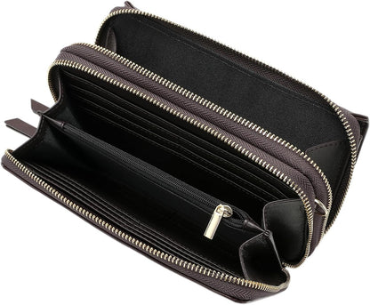 Lanyani RFID Crossbody Wallet Wristlet Purse with Phone Pocket For Women Vegan Leather - Colors B