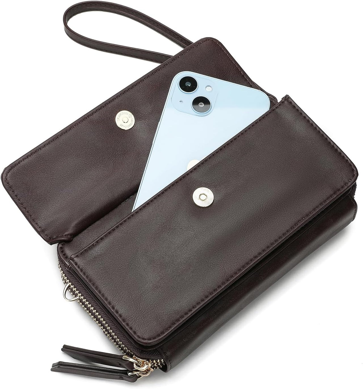 Lanyani RFID Crossbody Wallet Wristlet Purse with Phone Pocket For Women Vegan Leather - Colors B