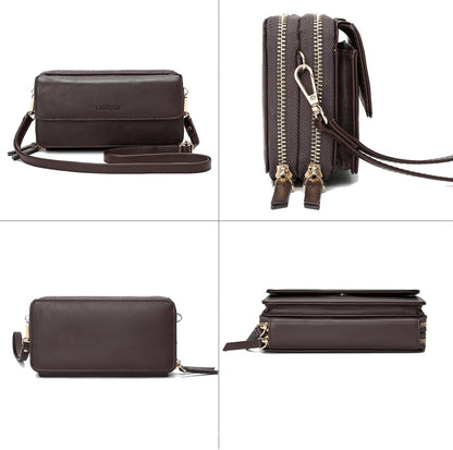 Lanyani RFID Crossbody Wallet Wristlet Purse with Phone Pocket For Women Vegan Leather - Colors B