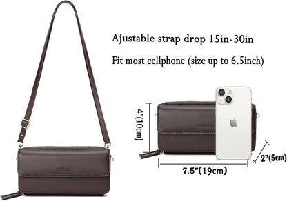 Lanyani RFID Crossbody Wallet Wristlet Purse with Phone Pocket For Women Vegan Leather - Colors B