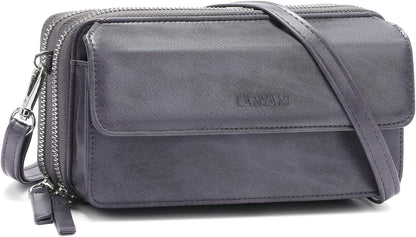 Lanyani RFID Crossbody Wallet Wristlet Purse with Phone Pocket For Women Vegan Leather - Colors B