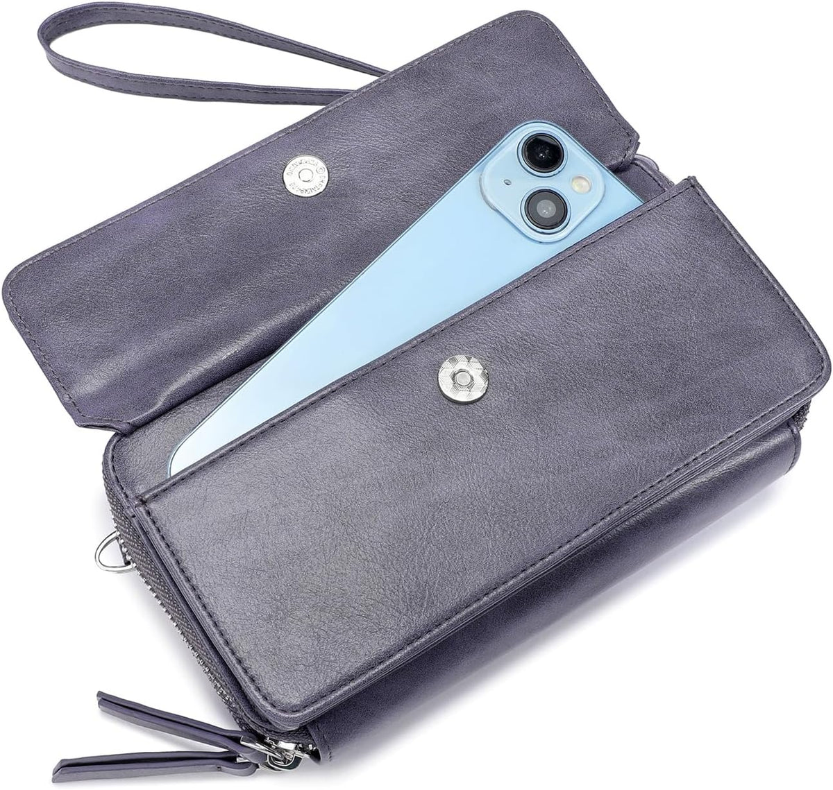 Lanyani RFID Crossbody Wallet Wristlet Purse with Phone Pocket For Women Vegan Leather - Colors B