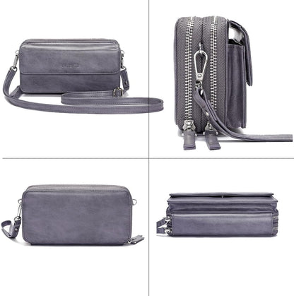 Lanyani RFID Crossbody Wallet Wristlet Purse with Phone Pocket For Women Vegan Leather - Colors B