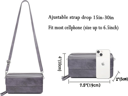 Lanyani RFID Crossbody Wallet Wristlet Purse with Phone Pocket For Women Vegan Leather - Colors B