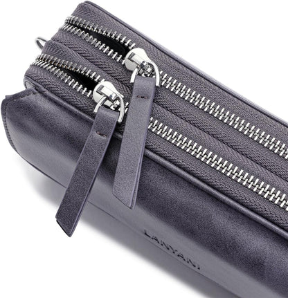 Lanyani RFID Crossbody Wallet Wristlet Purse with Phone Pocket For Women Vegan Leather - Colors B