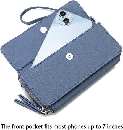 Lanyani RFID Crossbody Wallet Wristlet Purse with Phone Pocket For Women Vegan Leather - Colors B