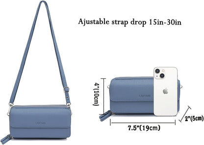 Lanyani RFID Crossbody Wallet Wristlet Purse with Phone Pocket For Women Vegan Leather - Colors B