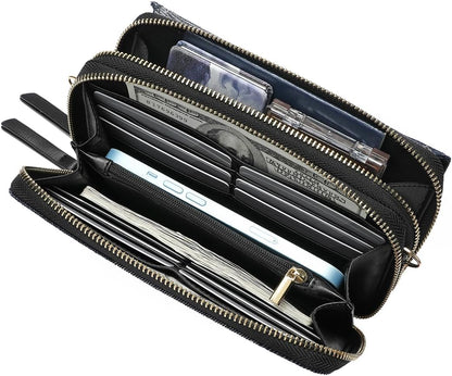 Lanyani RFID Crossbody Wallet Wristlet Purse with Phone Pocket For Women Vegan Leather - Colors B