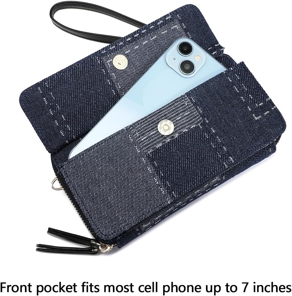 Lanyani RFID Crossbody Wallet Wristlet Purse with Phone Pocket For Women Vegan Leather - Colors B