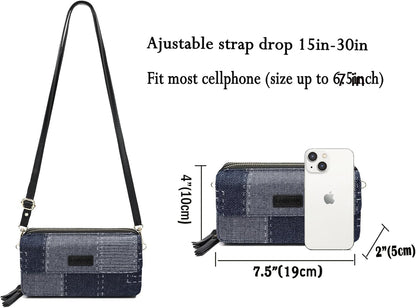 Lanyani RFID Crossbody Wallet Wristlet Purse with Phone Pocket For Women Vegan Leather - Colors B