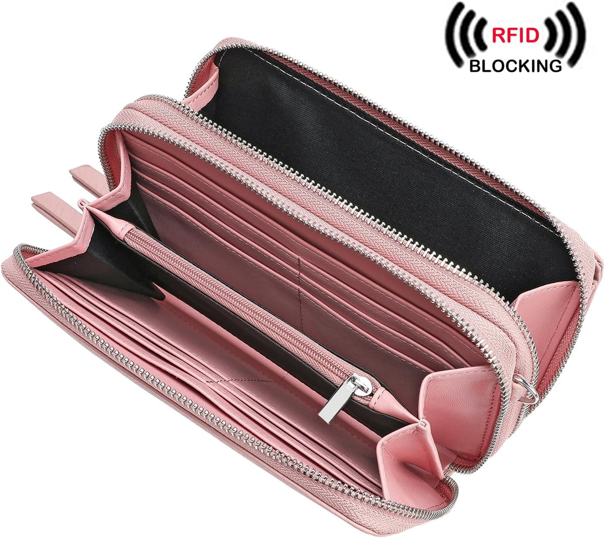 Lanyani RFID Crossbody Wallet Wristlet Purse with Phone Pocket For Women Vegan Leather - Colors B