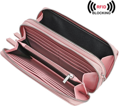 Lanyani RFID Crossbody Wallet Wristlet Purse with Phone Pocket For Women Vegan Leather - Colors B