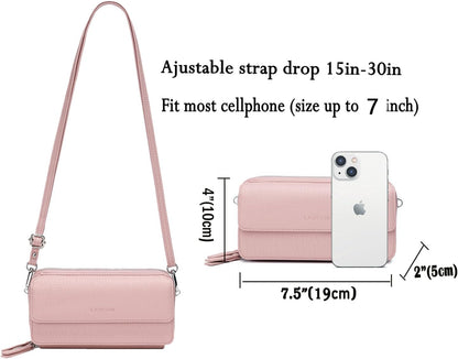 Lanyani RFID Crossbody Wallet Wristlet Purse with Phone Pocket For Women Vegan Leather - Colors B