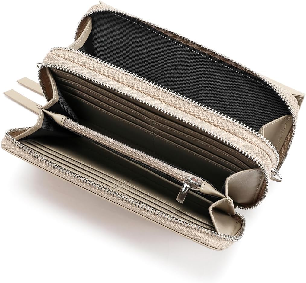 Lanyani RFID Crossbody Wallet Wristlet Purse with Phone Pocket For Women Vegan Leather - Colors B