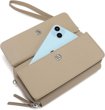 Lanyani RFID Crossbody Wallet Wristlet Purse with Phone Pocket For Women Vegan Leather - Colors B