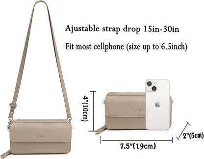 Lanyani RFID Crossbody Wallet Wristlet Purse with Phone Pocket For Women Vegan Leather - Colors B