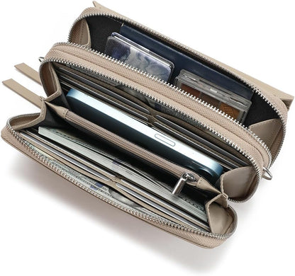 Lanyani RFID Crossbody Wallet Wristlet Purse with Phone Pocket For Women Vegan Leather - Colors B