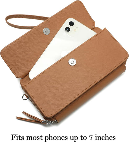 Lanyani RFID Crossbody Wallet Wristlet Purse with Phone Pocket For Women Vegan Leather - Colors B