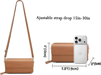 Lanyani RFID Crossbody Wallet Wristlet Purse with Phone Pocket For Women Vegan Leather - Colors B
