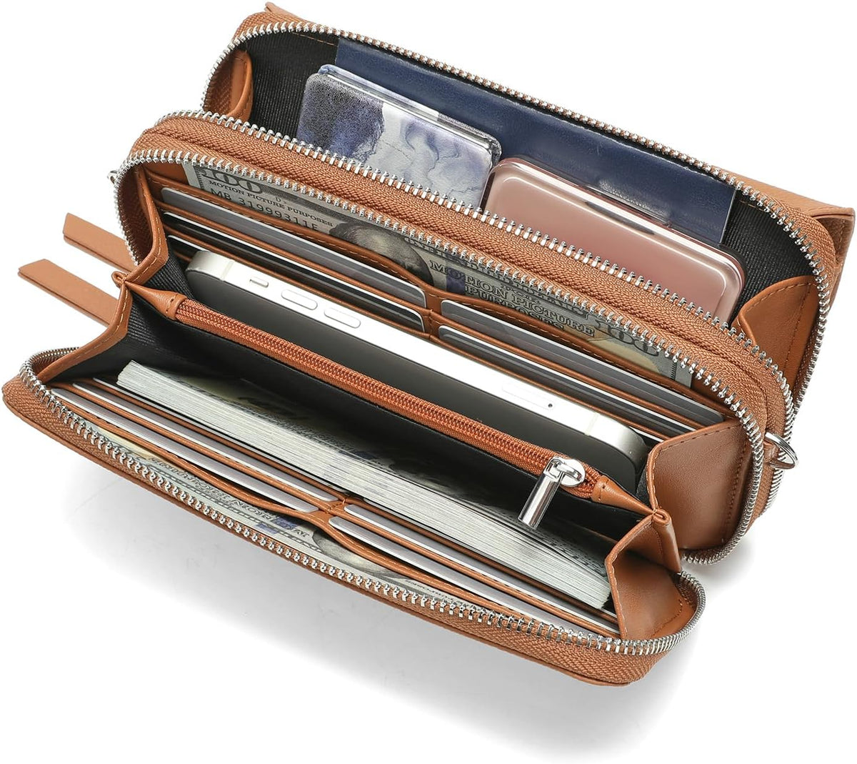 Lanyani RFID Crossbody Wallet Wristlet Purse with Phone Pocket For Women Vegan Leather - Colors B