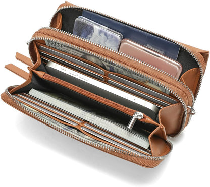 Lanyani RFID Crossbody Wallet Wristlet Purse with Phone Pocket For Women Vegan Leather - Colors B