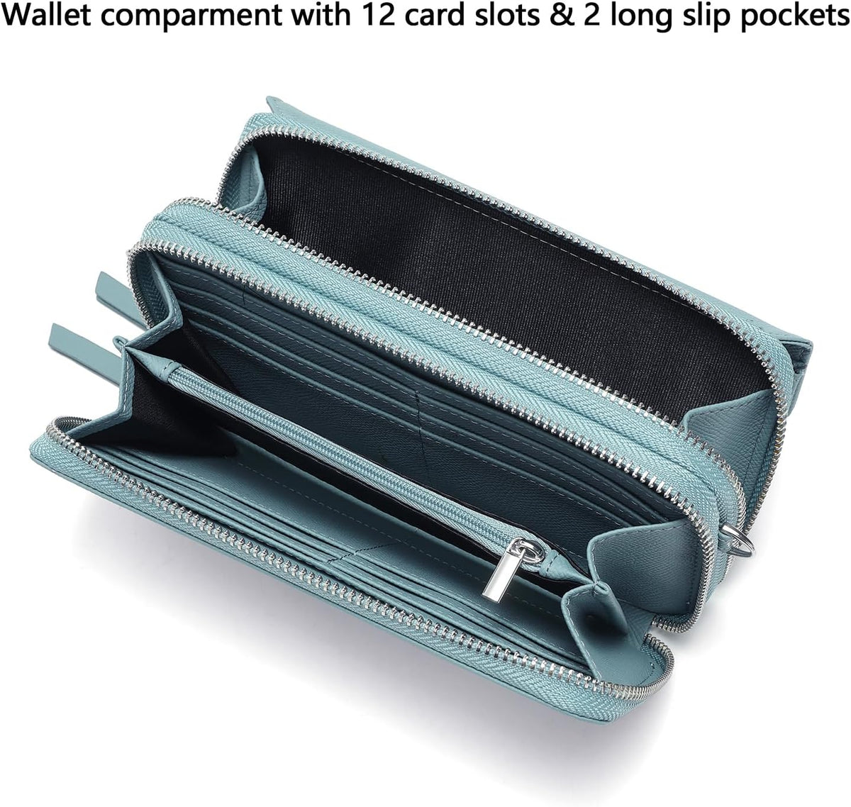 Lanyani RFID Crossbody Wallet Wristlet Purse with Phone Pocket For Women Vegan Leather - Colors B