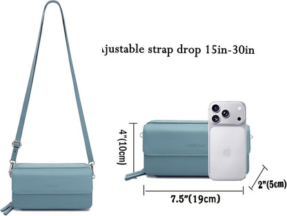 Lanyani RFID Crossbody Wallet Wristlet Purse with Phone Pocket For Women Vegan Leather - Colors B