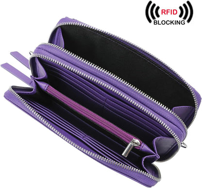 Lanyani RFID Crossbody Wallet Wristlet Purse with Phone Pocket For Women Vegan Leather - Colors B