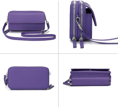 Lanyani RFID Crossbody Wallet Wristlet Purse with Phone Pocket For Women Vegan Leather - Colors B